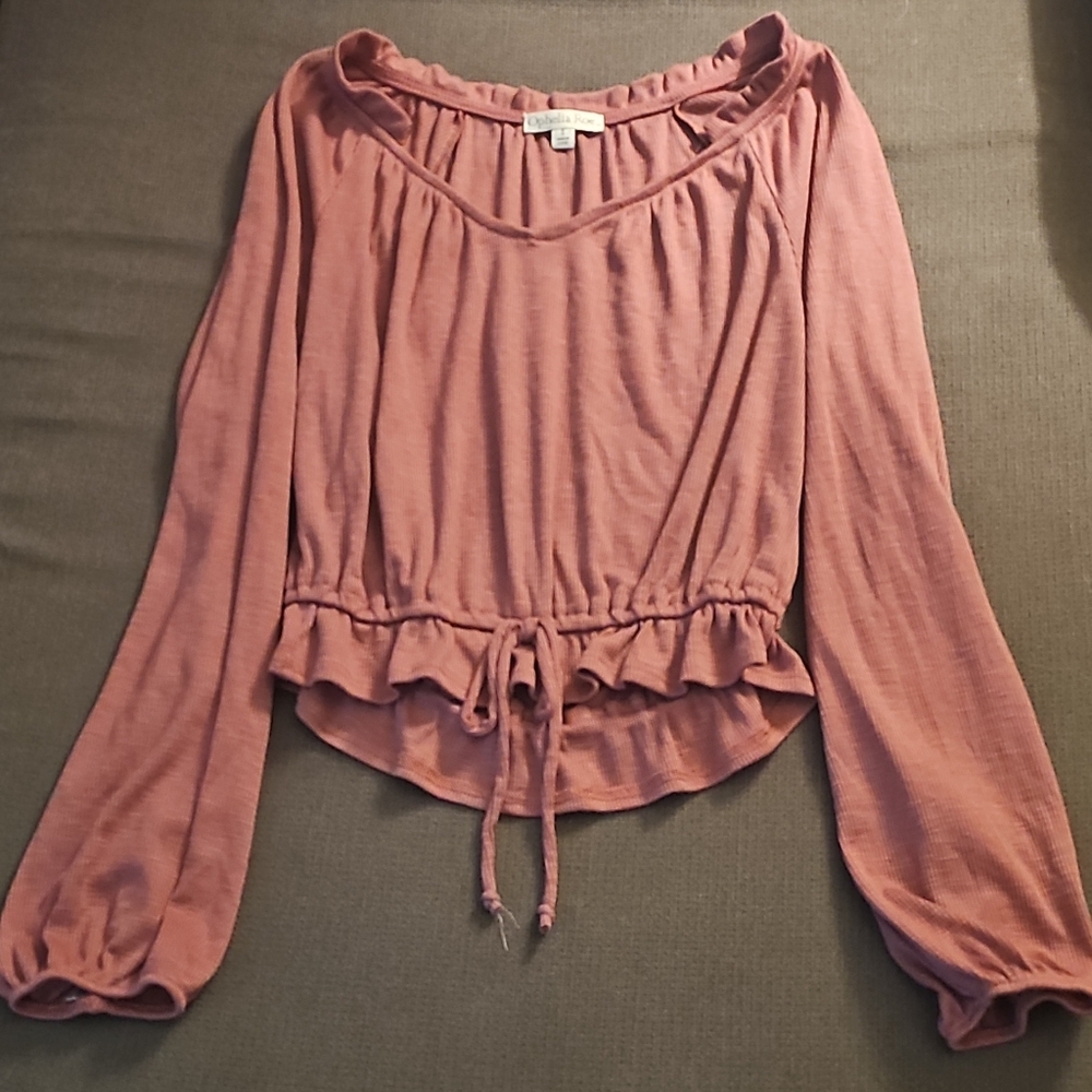 Elegant Dusty Rose Blouse with Drawstring